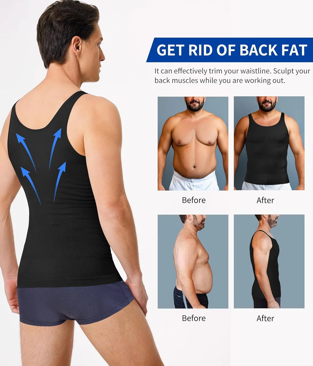 Compression Shirt Men Tank Top Undershirt Slimming Body Shapewear Tummy Control Gynecomastia Sleeveless