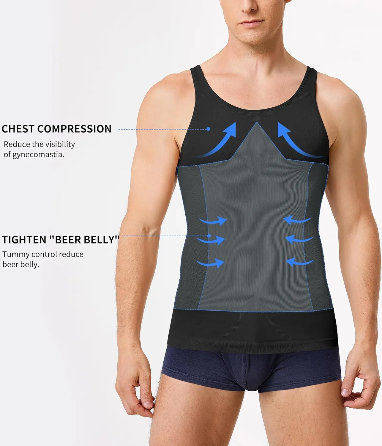 Compression Shirt Men Tank Top Undershirt Slimming Body Shapewear Tummy Control Gynecomastia Sleeveless