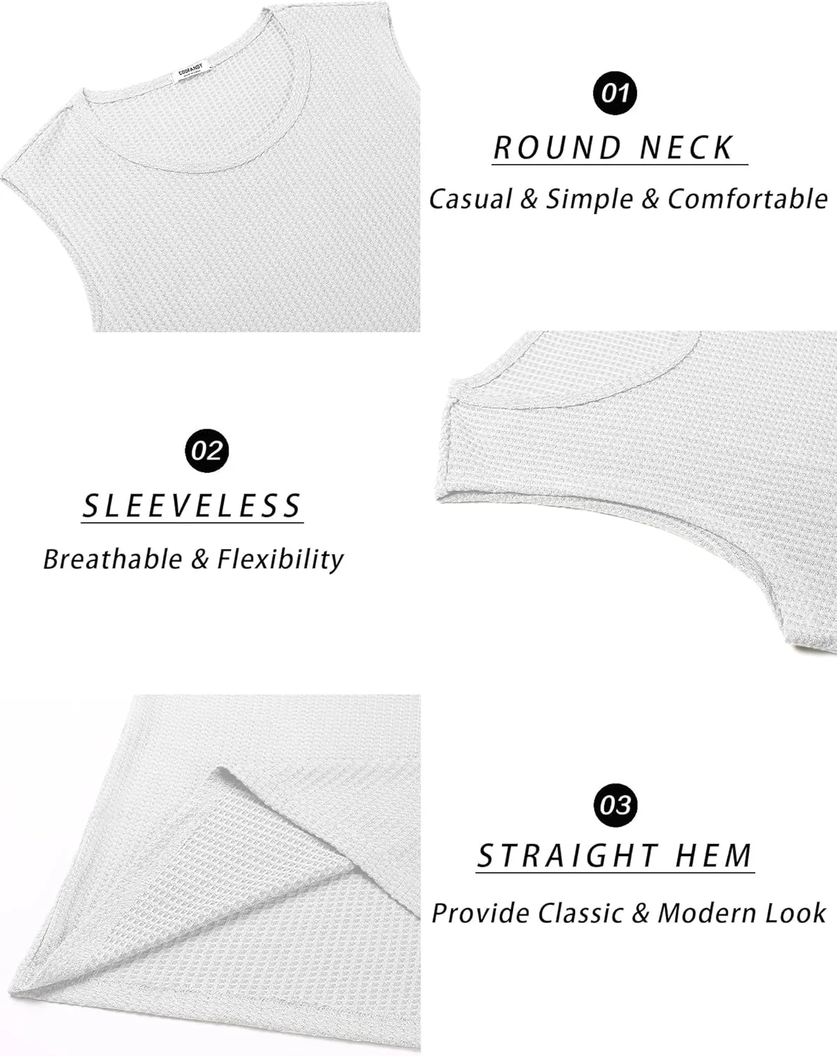 COOFANDY Mens Casual Tank Tops 2 Pack Waffle Knit Sleeveless Shirt Breathable Tank Shirts Summer Muscle Tee
