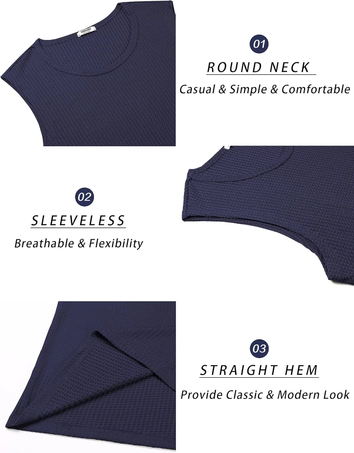 COOFANDY Mens Casual Tank Tops 2 Pack Waffle Knit Sleeveless Shirt Breathable Tank Shirts Summer Muscle Tee