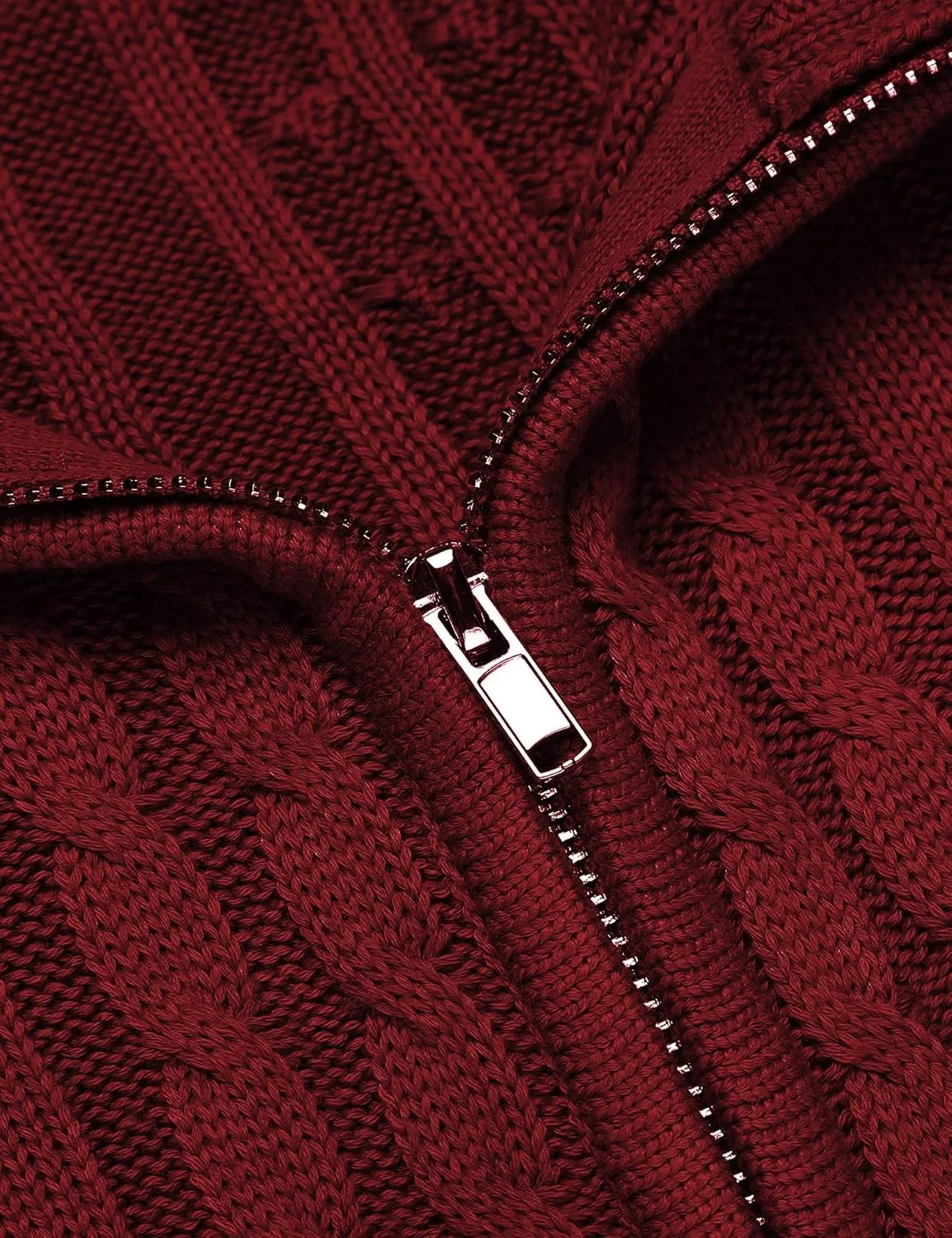 COOFANDY Men's Full Zip Cardigan Sweater Slim Fit Cable Knitted Zip Up Sweater with Pockets
