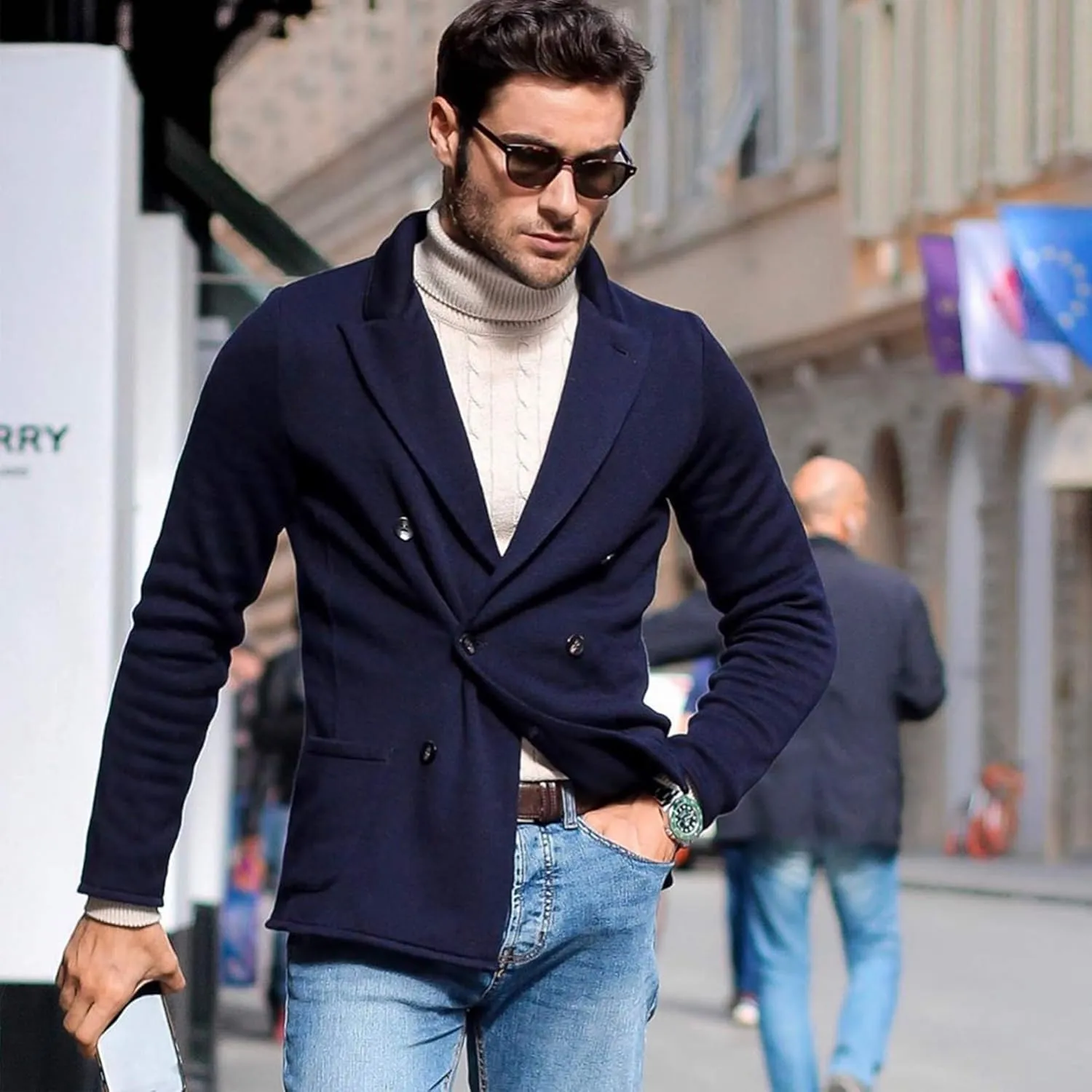 COOFANDY Men's Slim Fit Turtleneck Sweater Casual Twist Patterned Pullover Knitted Sweaters