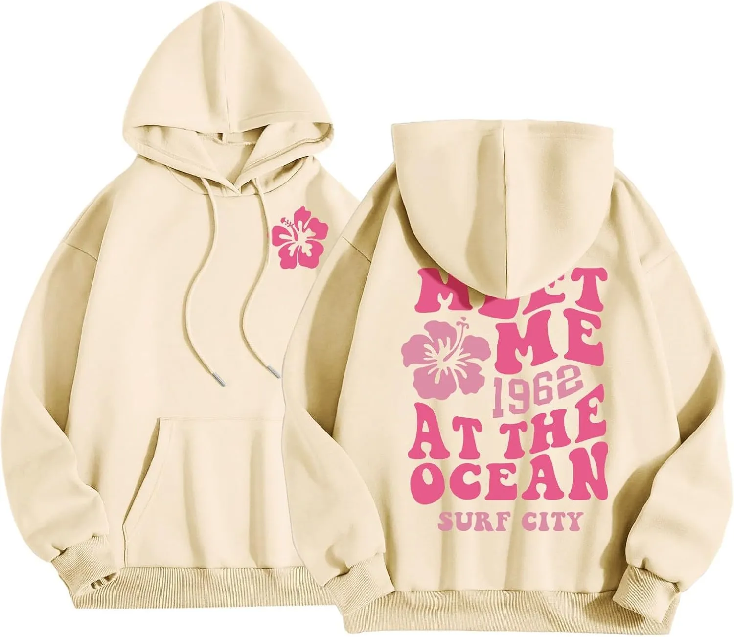 Cute 2 Piece Outfits for Women Teen Girls Preppy Puff 2024 Fall Fleece Pocket Drawstring Pullover Oversized Sweatpant