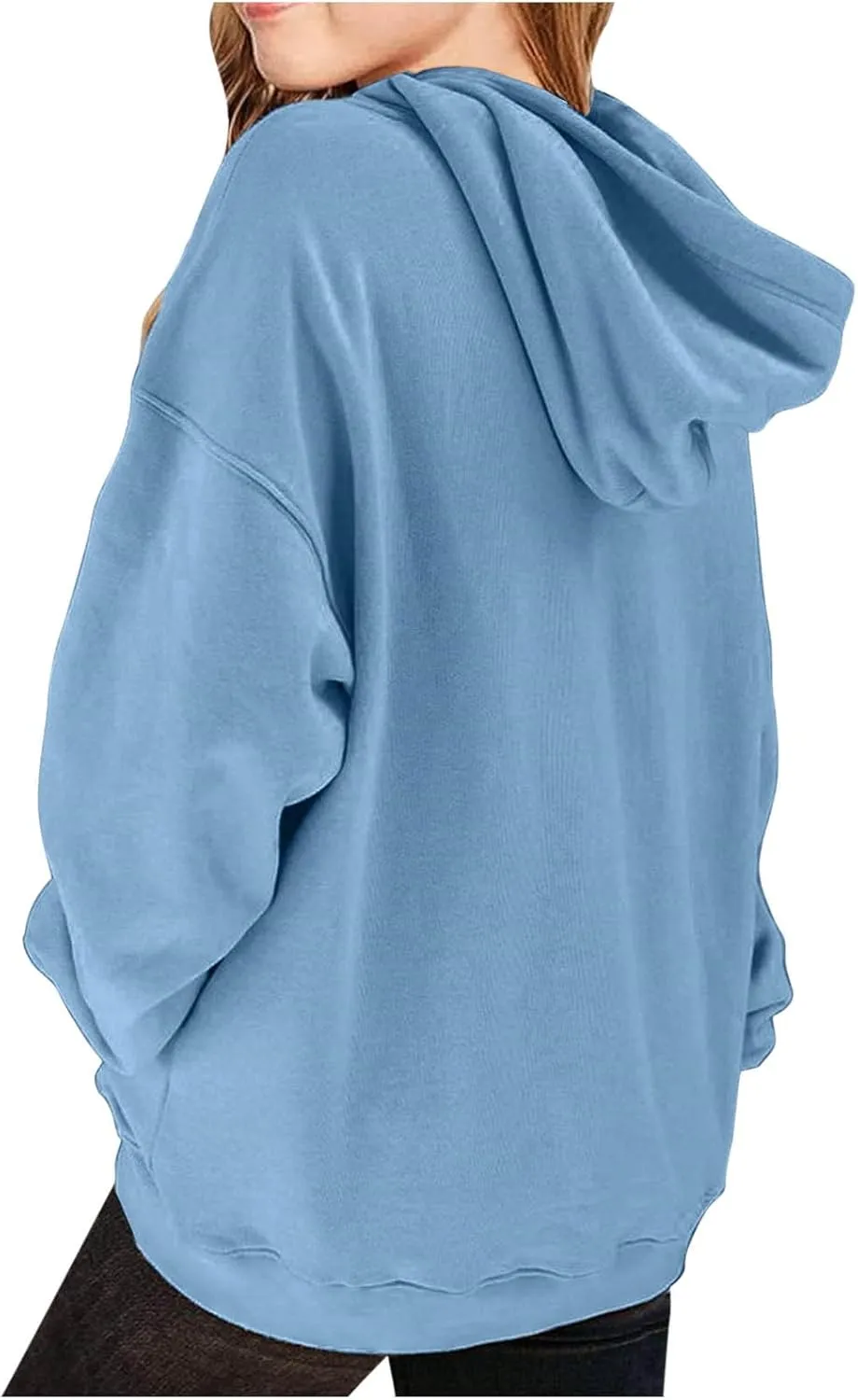 Cute Hoodies for Teen Girls Oversized Long Sleeve Fleece Hooded Sweatshirt Trendy Casual Solid Pocket Pullover Tops
