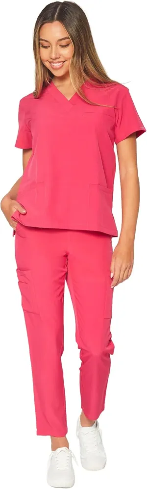 Dagacci Medical Uniform Unisex 4-Way Stretch Scrubs Set Top and Pants