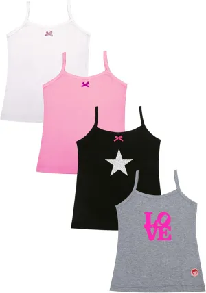 DChica Girls Strap Camisole, Sleeveless Summer Tank Top, Cotton Stretch Undershirts Inner Cami