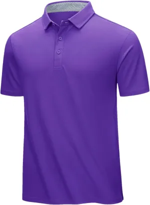 Dcvmvmn Mens Summer Cotton Blend Golf Polos Shirts Work T-Shirts Quick Dry Casual Short Sleeve Tops Tee Purple
