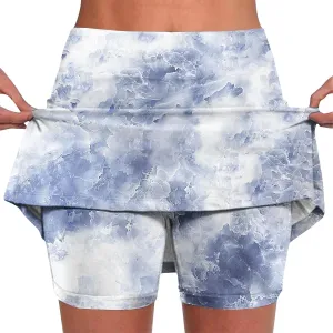 DDAPJ pyju Tie Dye Skorts for Woman Fashion High Waisted Women's Tennis Golf Skirts Plus Size Athletic Skirt with Shorts
