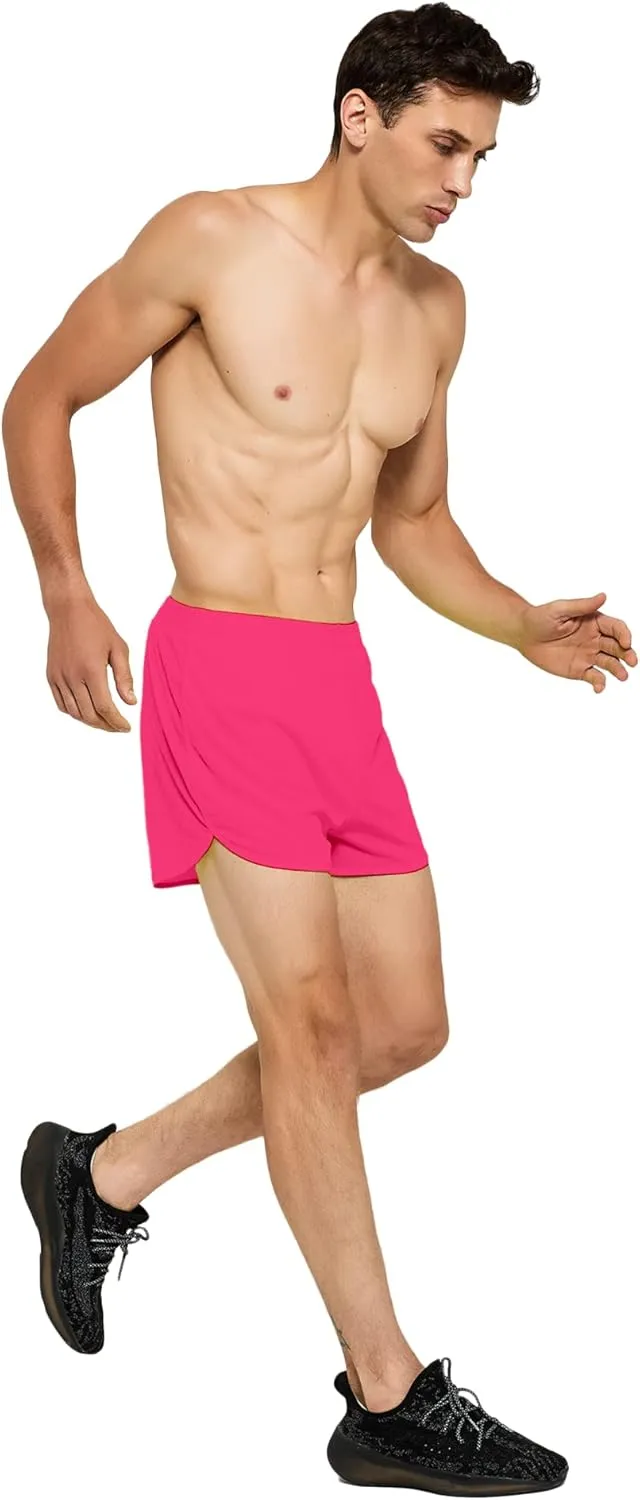 DEMOZU Men's 3 Inch Neon Running Shorts Quick Dry Workout Athletic Gym Marathon Shorts with Liner