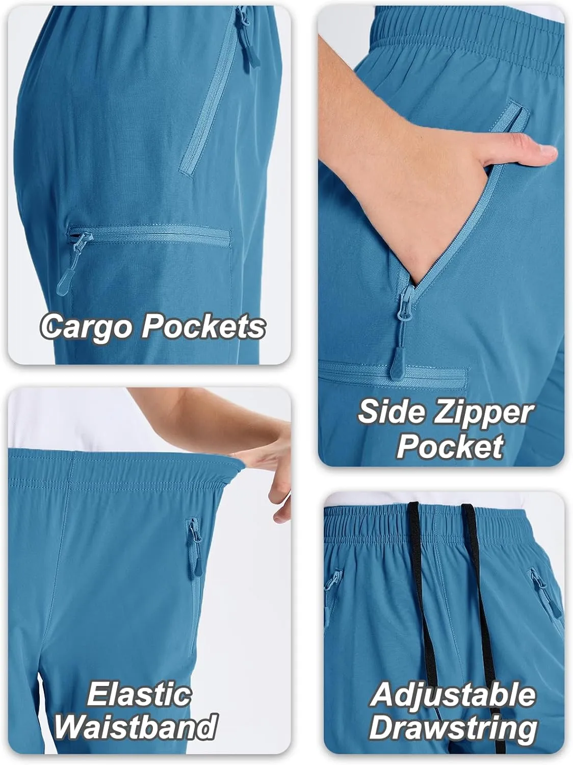 DEVOROPA Youth Boys Hiking Cargo Shorts Lightweight Quick Dry Athletic Running Workout Shorts Water Resistant Zip Pockets