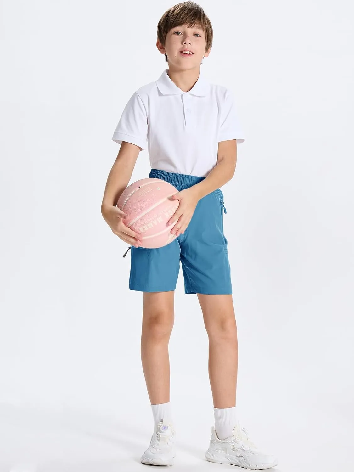 DEVOROPA Youth Boys Hiking Cargo Shorts Lightweight Quick Dry Athletic Running Workout Shorts Water Resistant Zip Pockets