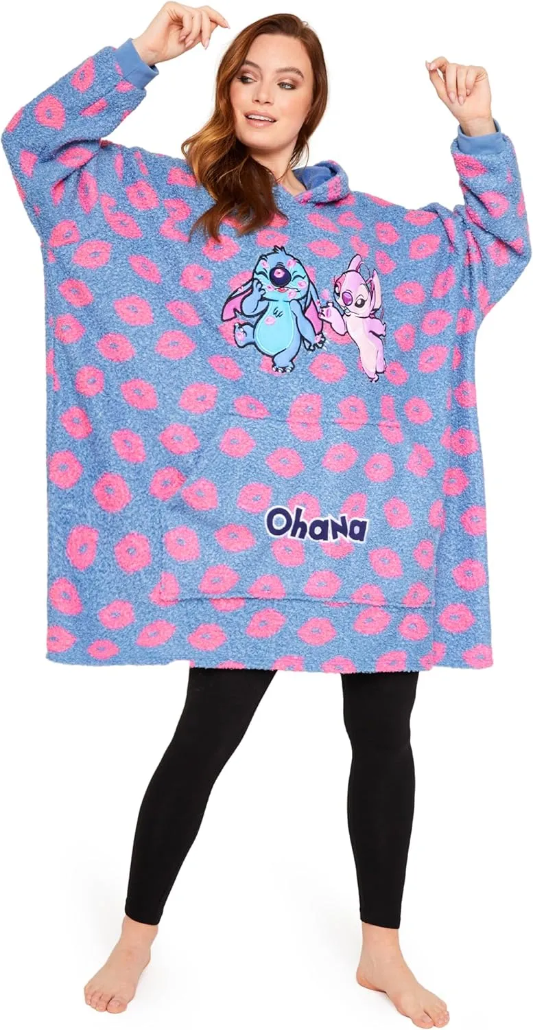 Disney Stitch Womens Fleece Hoodie, Oversized Fleece Poncho - Gifts for Her
