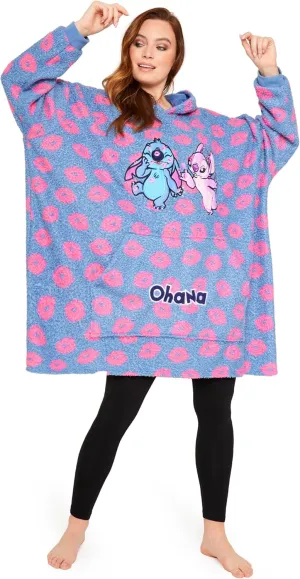 Disney Stitch Womens Fleece Hoodie, Oversized Fleece Poncho - Gifts for Her