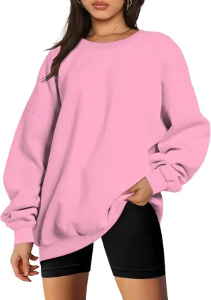 DOLKFU Women Oversized Crewneck Sweatshirts Solid Basic Pullover Sweater Long Sleeve Hoodie Winter Y2K Ouffits Clothes