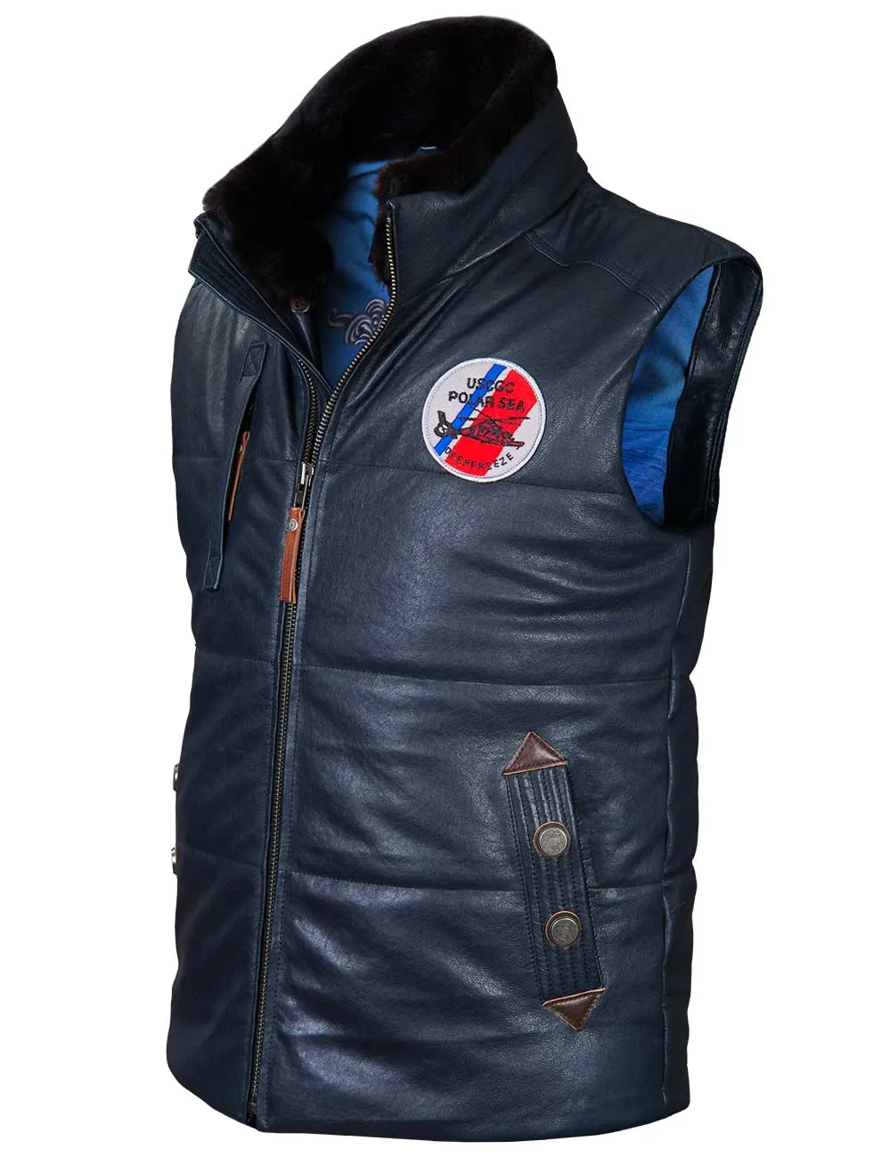 Dolphin HH-65 Leather Vest navy blue Art. 580