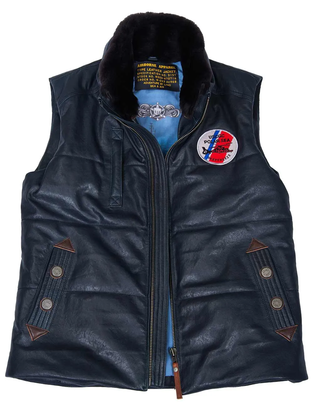 Dolphin HH-65 Leather Vest navy blue Art. 580