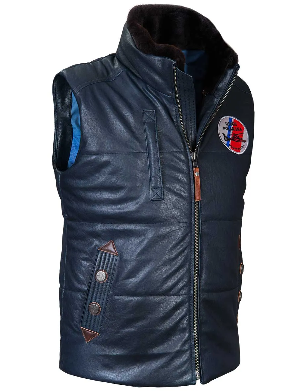 Dolphin HH-65 Leather Vest navy blue Art. 580