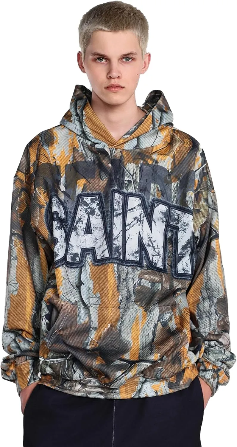 DONCARE Saint Tears Camouflage Vintage Full Patterm Print Hoodie Oversized Casual Daily Match Sweatshirts