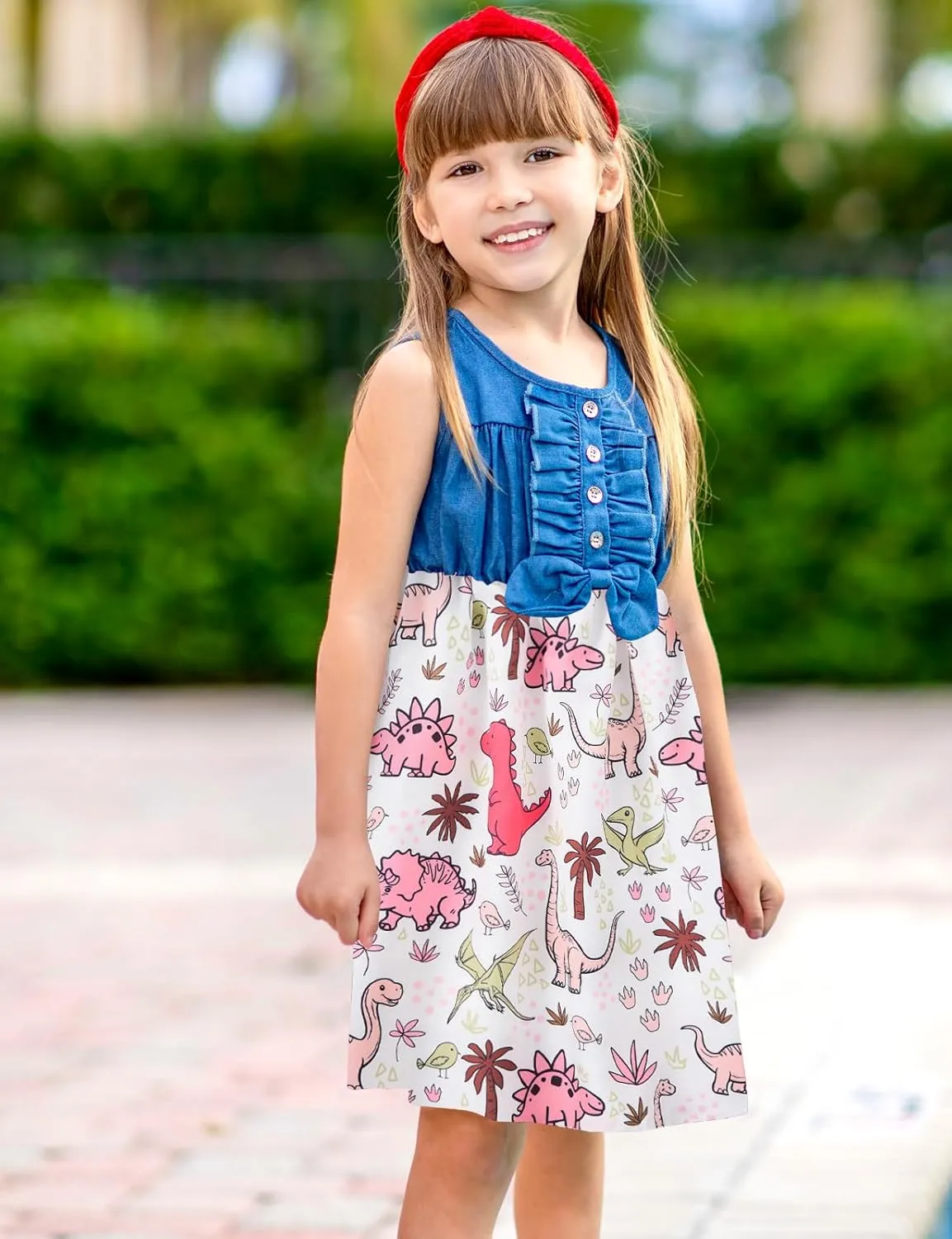Enlifety 2-8T Little Girls Dress Sleeveless Denim Top Summer Dresses Cowgirl Outfits