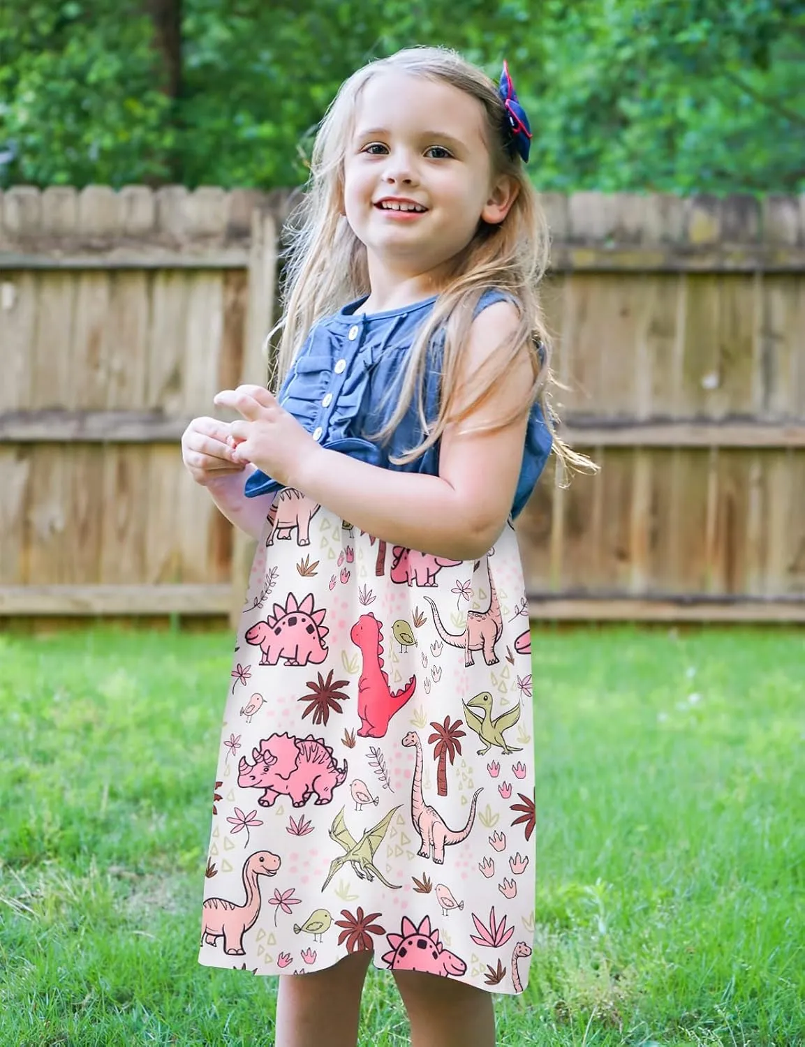 Enlifety 2-8T Little Girls Dress Sleeveless Denim Top Summer Dresses Cowgirl Outfits