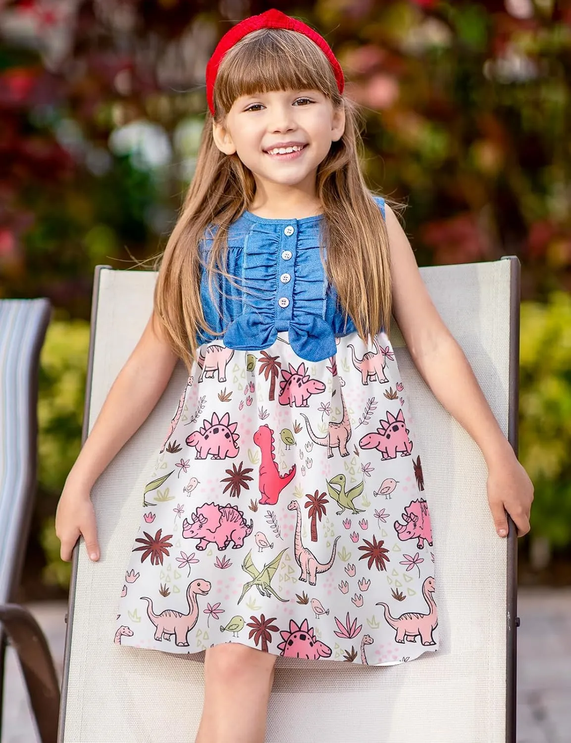 Enlifety 2-8T Little Girls Dress Sleeveless Denim Top Summer Dresses Cowgirl Outfits