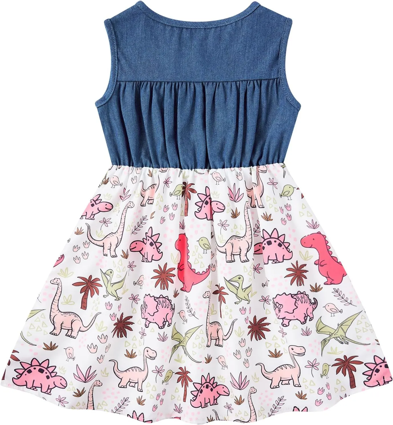 Enlifety 2-8T Little Girls Dress Sleeveless Denim Top Summer Dresses Cowgirl Outfits