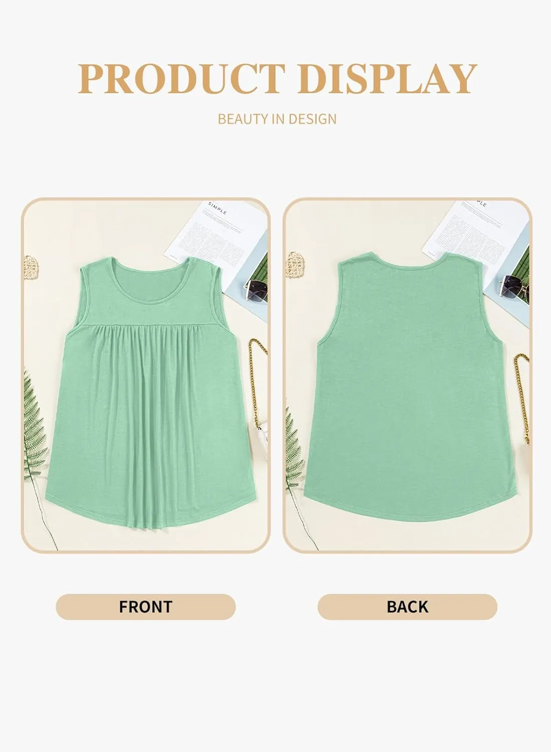 Eytino Plus Size Tank Tops for Women Sleeveless Crew Neck Summer Casual Loose Tee Shirts(1X-5X)