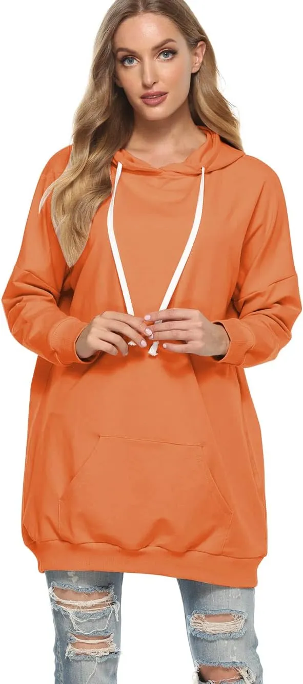 Famulily Womens Oversized Hoodie Extra Long Hooded Tunic Sweatshirt with Pockets