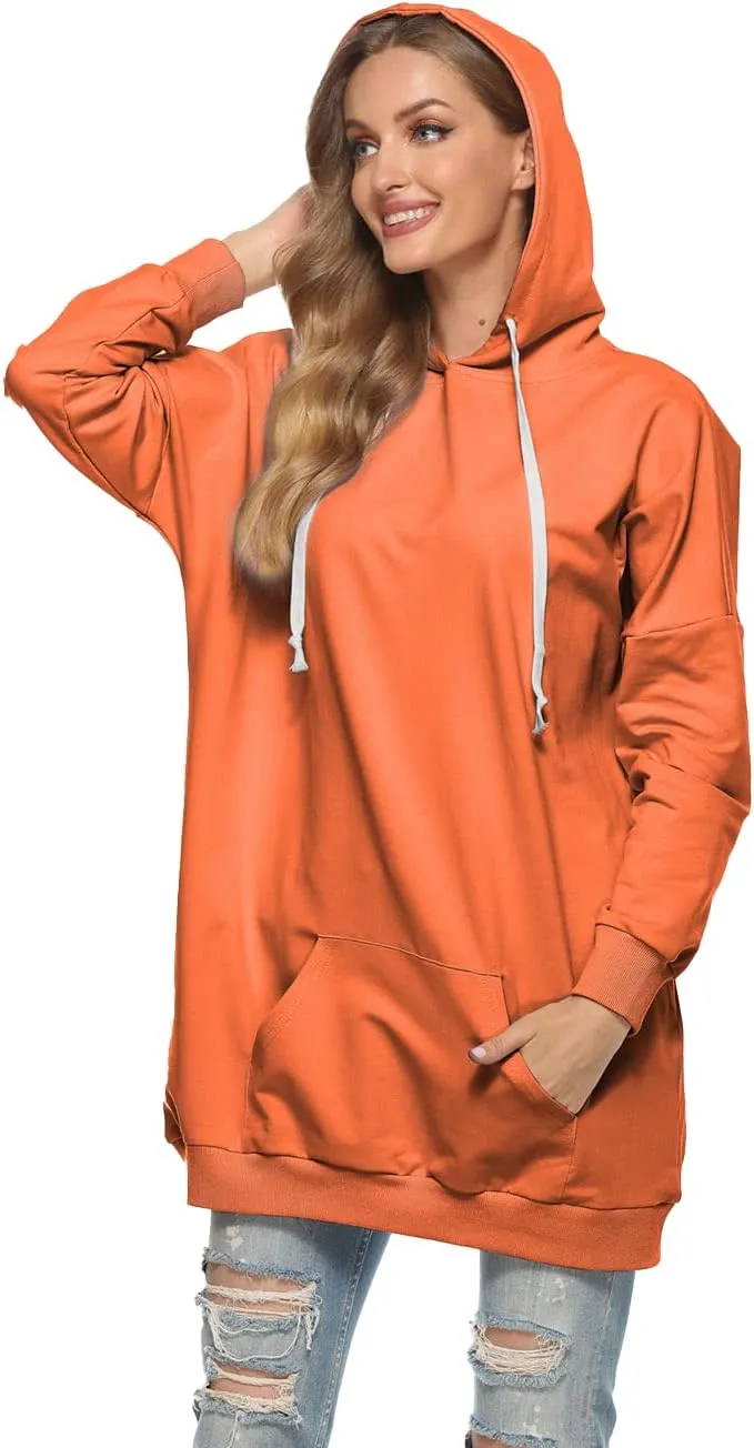 Famulily Womens Oversized Hoodie Extra Long Hooded Tunic Sweatshirt with Pockets