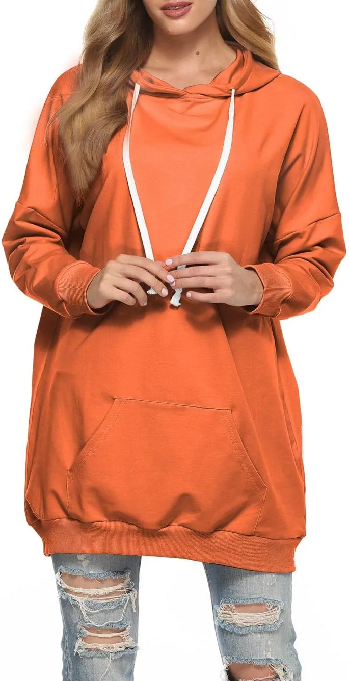 Famulily Womens Oversized Hoodie Extra Long Hooded Tunic Sweatshirt with Pockets