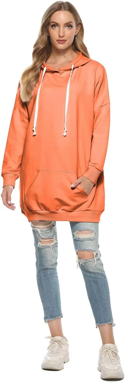Famulily Womens Oversized Hoodie Extra Long Hooded Tunic Sweatshirt with Pockets