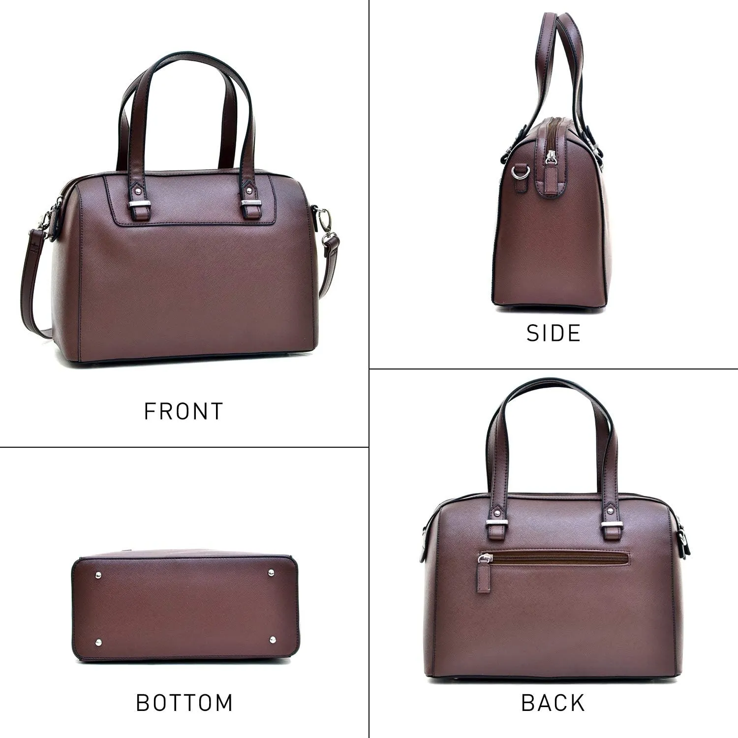 Faux Leather Handbags Barrel Top Handle Satchel Bag Shoulder Bag for Women Medium