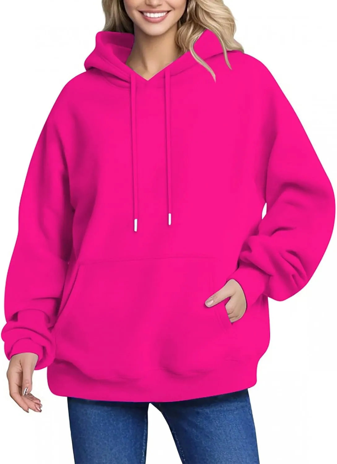 Febecool Womens Oversized Hoodies Sweatshirts Women's Hoodie Women's Solid Color Long-sleeved Baggy Pullover Sweater Top