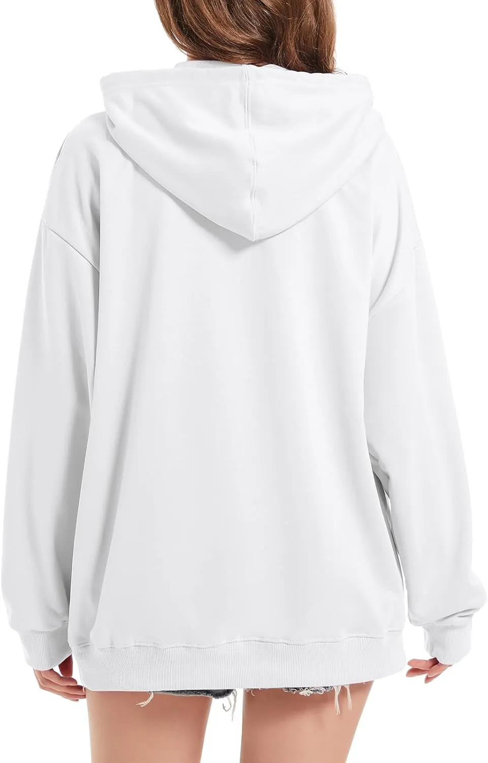 Fkatuzi Basic Oversized Hoodies for Women Solid Color Boyfriend Hooded Sweatshirt Baggy Plain Pullover Loose Fit Unisex Tops
