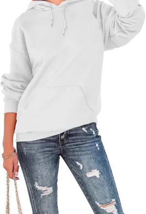 Fkatuzi Basic Oversized Hoodies for Women Solid Color Boyfriend Hooded Sweatshirt Baggy Plain Pullover Loose Fit Unisex Tops