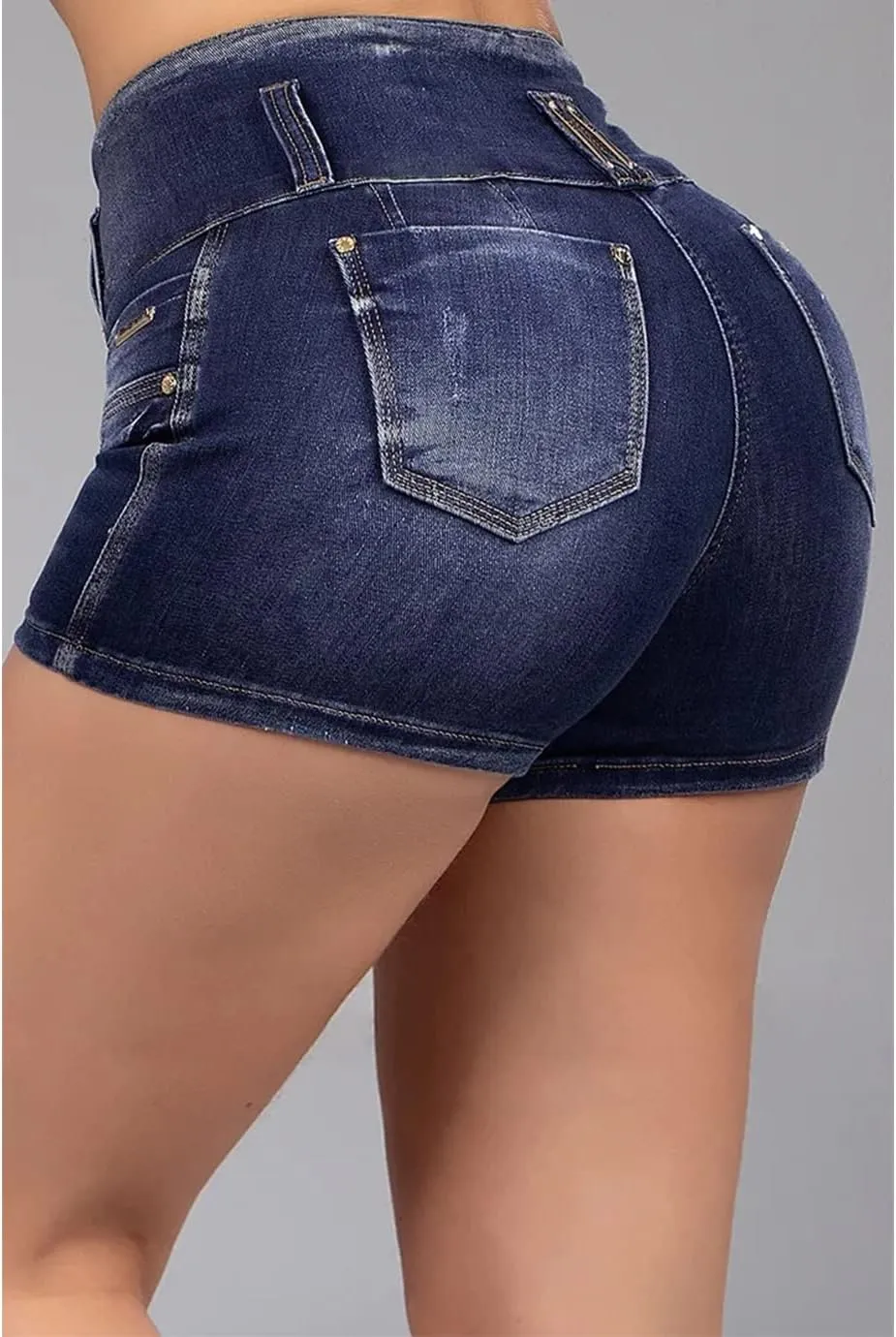 Flamingals Butt Lifting Shorts for Women High Waist Denim Jeans Shorts with Pockets Frayed Raw Ripped