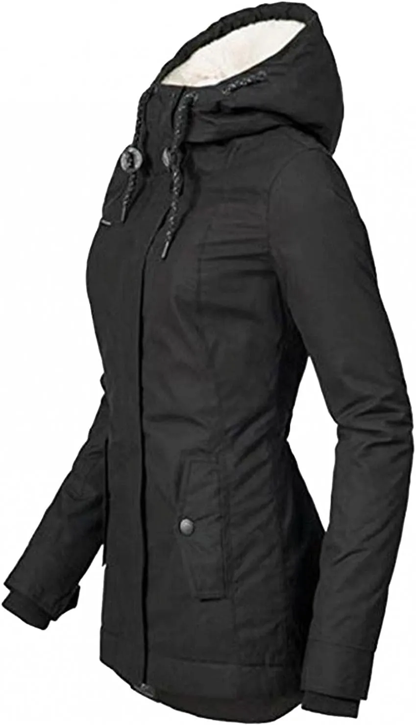 Fleece Coat Faux Fur Lined Trench Wool Coat Hooded Thick Windproof Plus Size Outwear Jacket Coats Winter Warm Coat