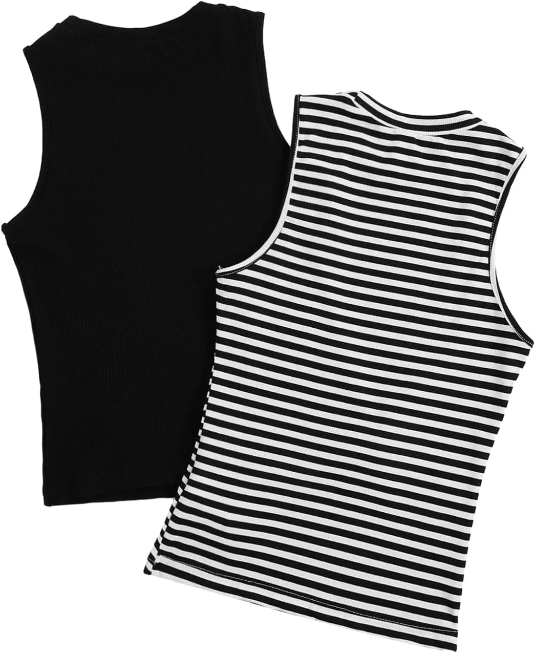 Floerns Women's 2 Piece Sleeveless Rib Knit Round Neck Camisole Tank Top
