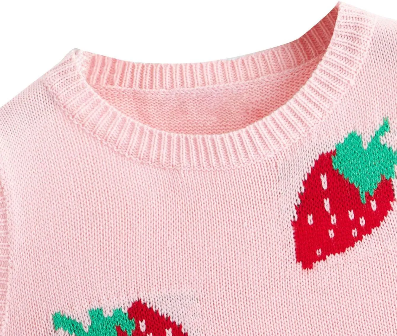 Floerns Women's Sleeveless Round Neck Cute Strawberry Sweater Vest Crop Shirt Top
