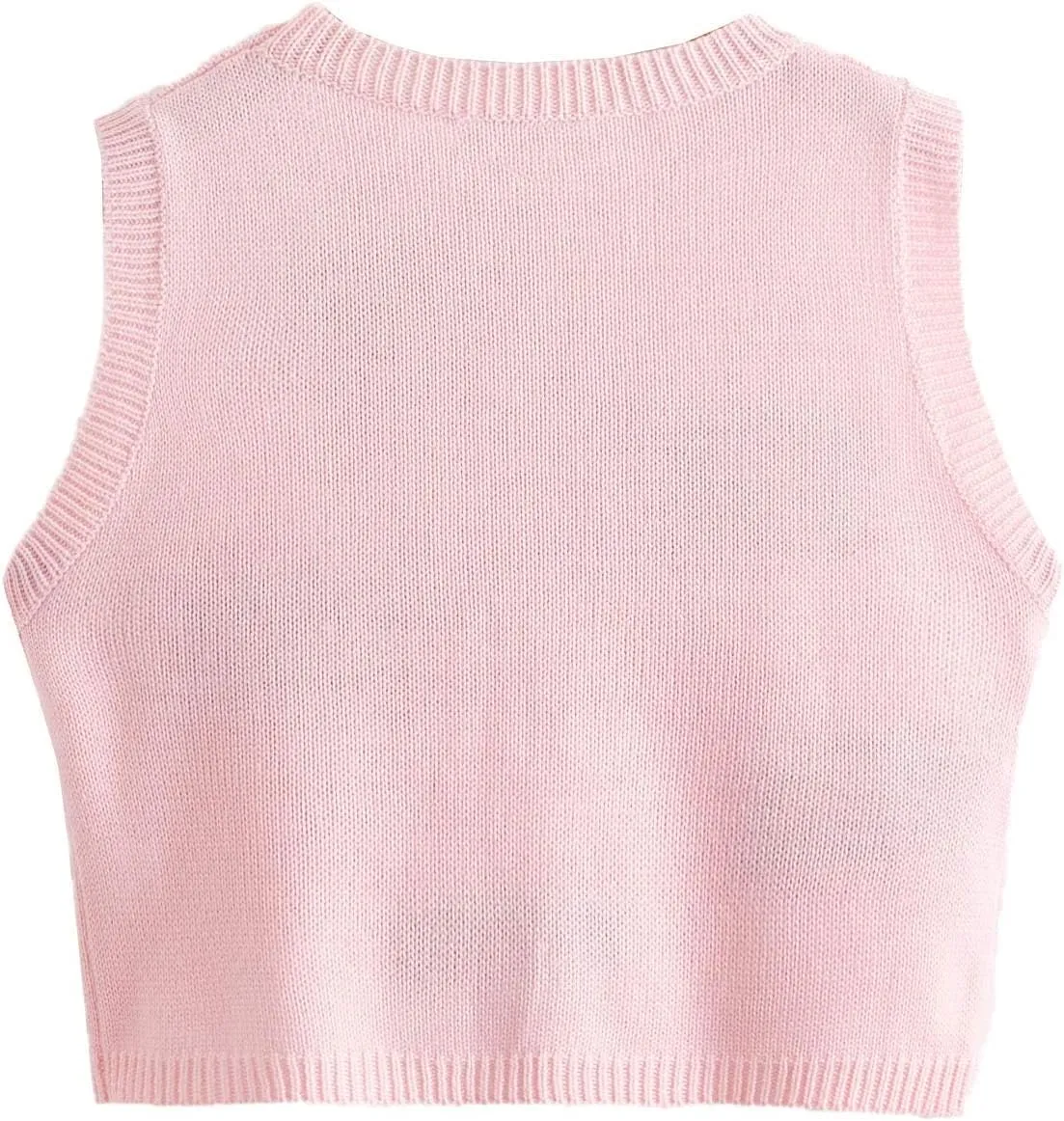 Floerns Women's Sleeveless Round Neck Cute Strawberry Sweater Vest Crop Shirt Top