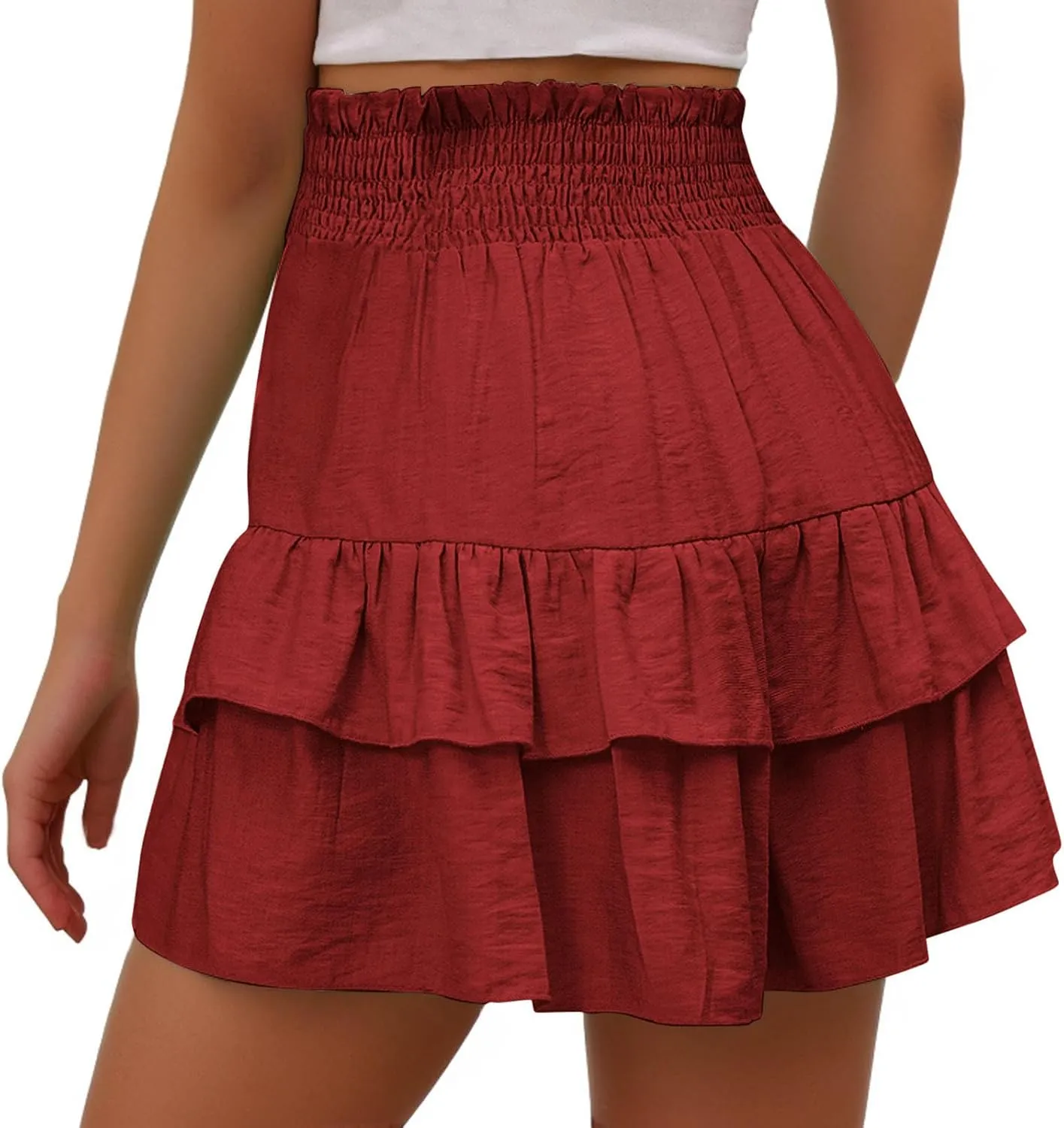 Flowy Shorts for Women 2025 High Waisted Ruffle Summer Casual Skorts Cute Pleated Beach Short Pants Swing Mini Skirts