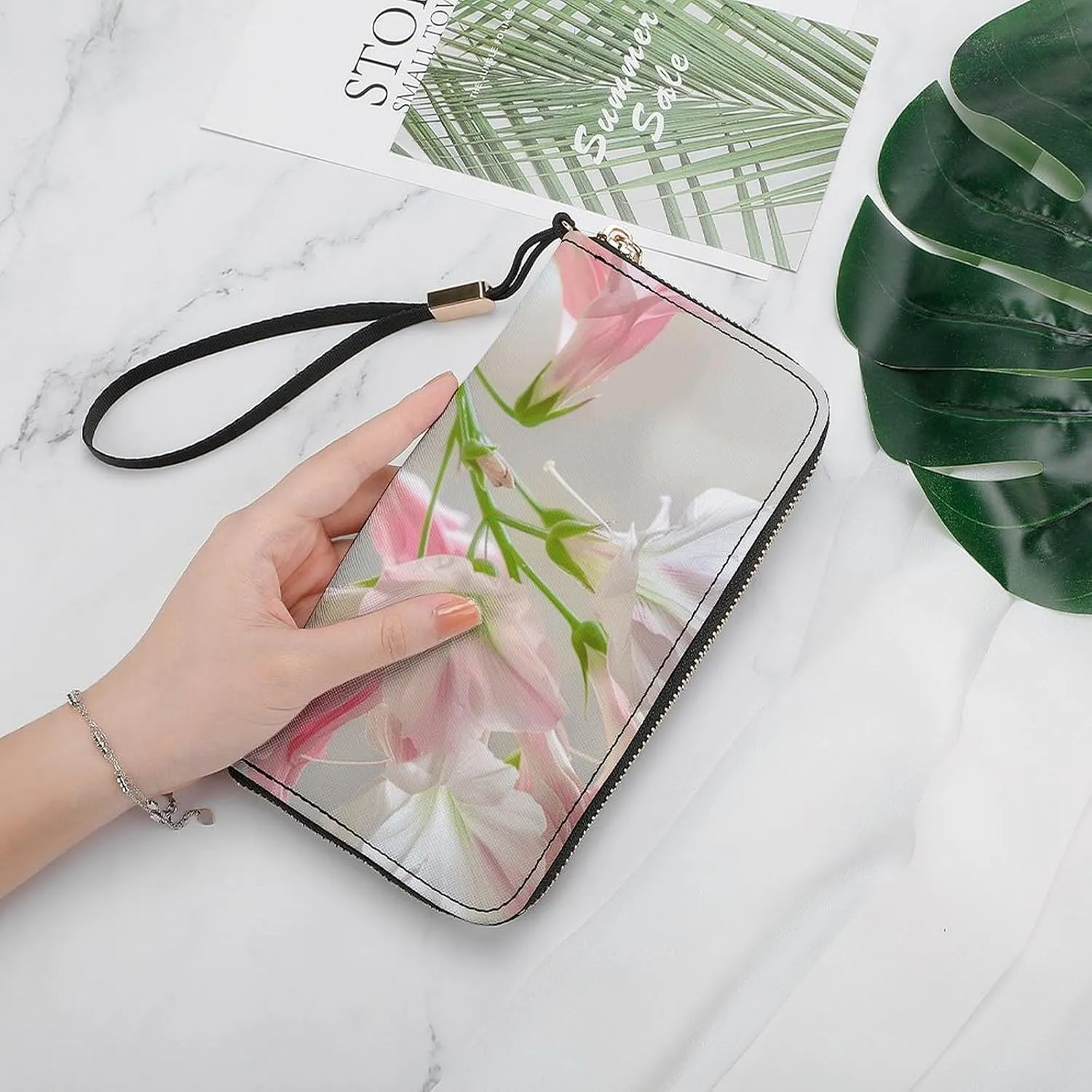 Fresh Flower Images Wristlet Long Wallet Womens Purse Zip Clutch Large Capacity Leather Purse Credit Coin Purse