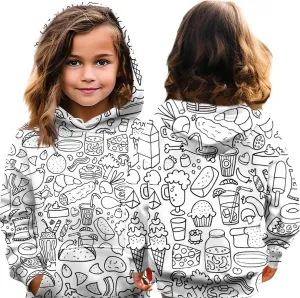 Funny DIY Hand Painted Hoodies for Teen Girls Kid Color Your Own with Marker Sweashirt Can Play and Wear 2-12T