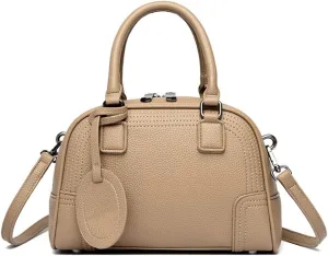 Genuine Leather Handbags for Women - Stylish Top Handle Satchel Tote & Crossbody Bag (Beige)