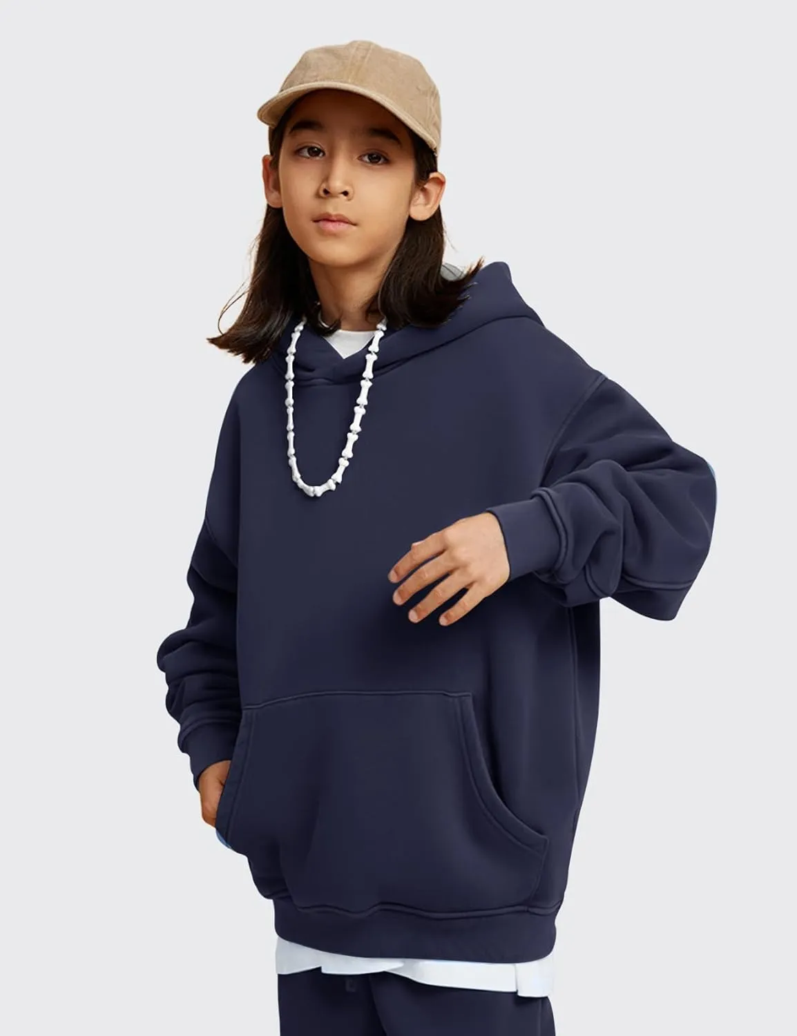 Gihuo Unisex Boys Girls Winter Sherpa Lined Hoodie Kid's Fleece Pullover Hooded Sweatshirt