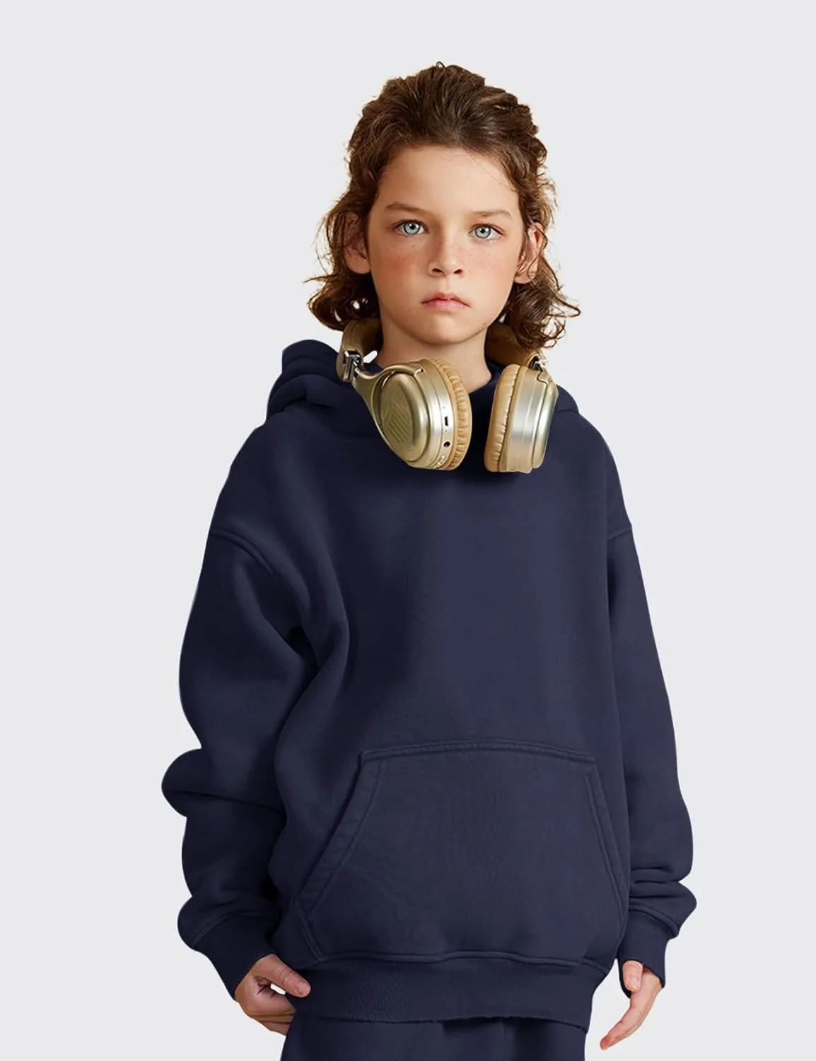 Gihuo Unisex Boys Girls Winter Sherpa Lined Hoodie Kid's Fleece Pullover Hooded Sweatshirt