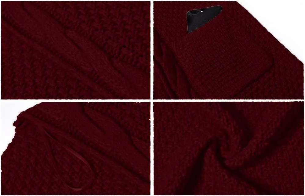 GRECERELLE Women's Loose Open Front Long Sleeve Chunky Knit Cable Cardigans Sweater with Pockets