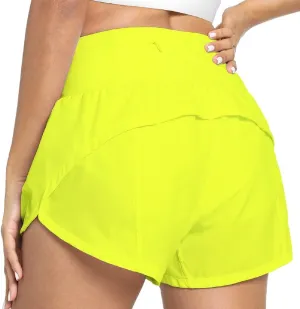 GYM RAINBOW Womens High Waisted Athletic Shorts Lightweight Quick Dry Workout Gym Running Shorts with Pockets