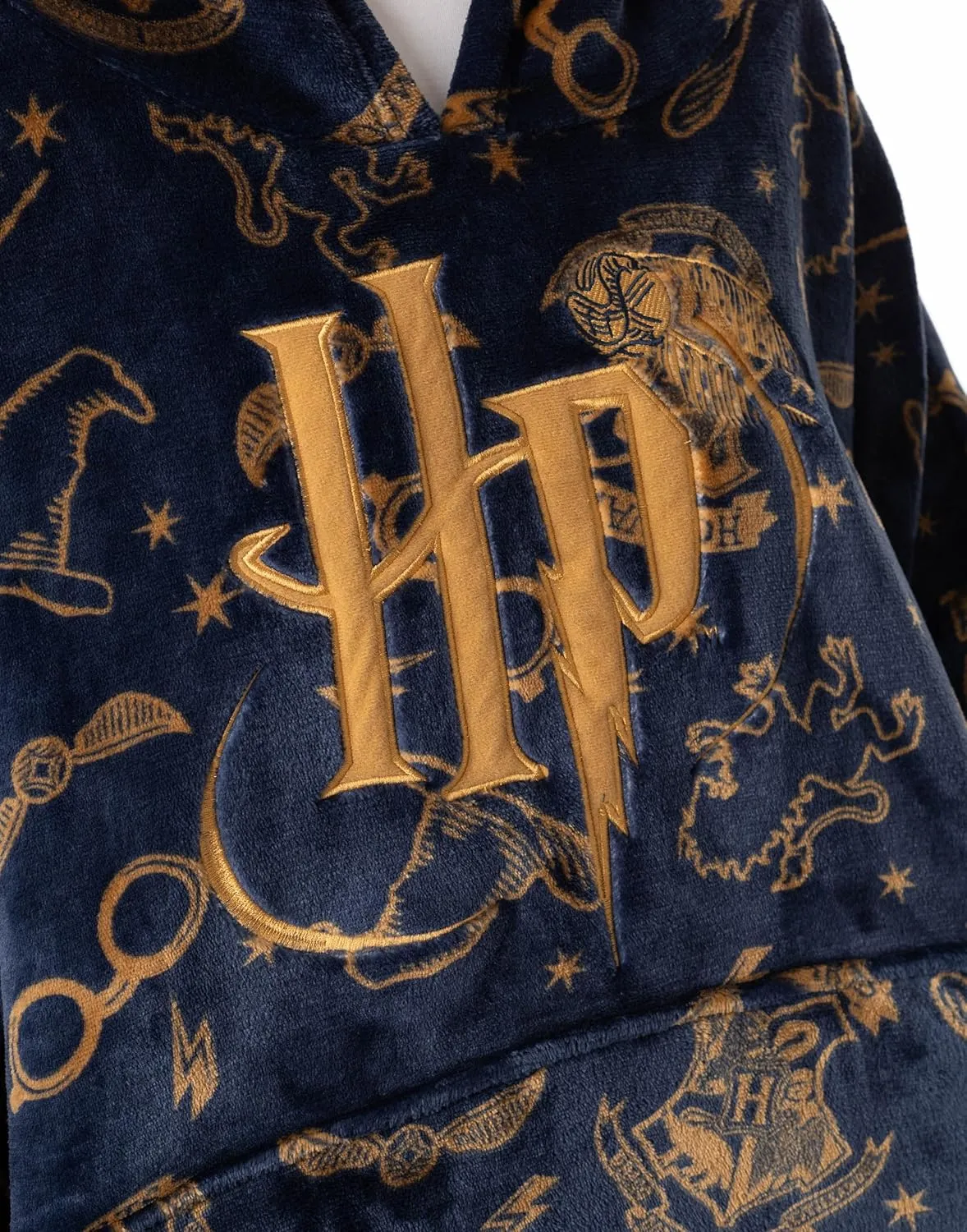 Harry Potter Oversized Wearable Blanket Hoodie Options for Men and Women | White AOP, Hedwig or Navy with Logo Sherpa Fleece