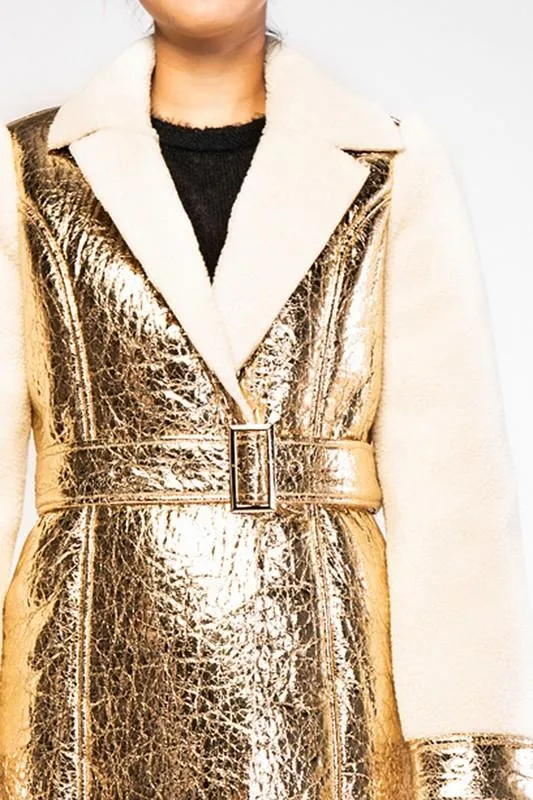 Heavy Sherpa Faux Fleece Metallic Jacket